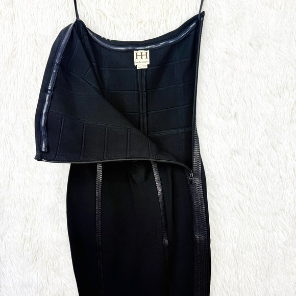 Haute Hippie Womens Black Bandage Dress Size XS Black Embellished Bodycon Glam - Picture 8 of 14